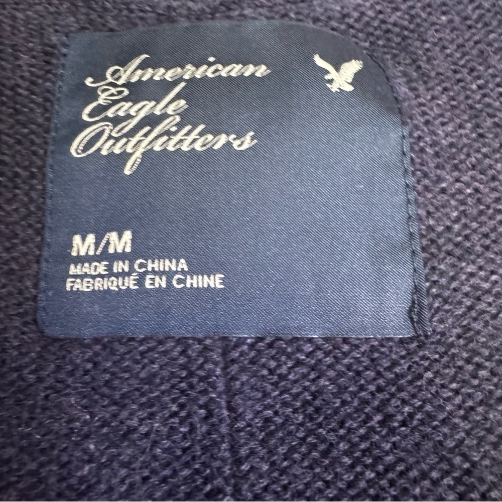 American Eagle Navy and Gray Striped Cardigan Size Medium Button Down Vintage - Picture 5 of 12